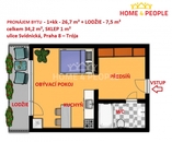 Pronájem, Byt 1+kk, Praha 8, cena 18000 CZK / objekt / měsíc, nabízí HOME 4 PEOPLE, a.s.